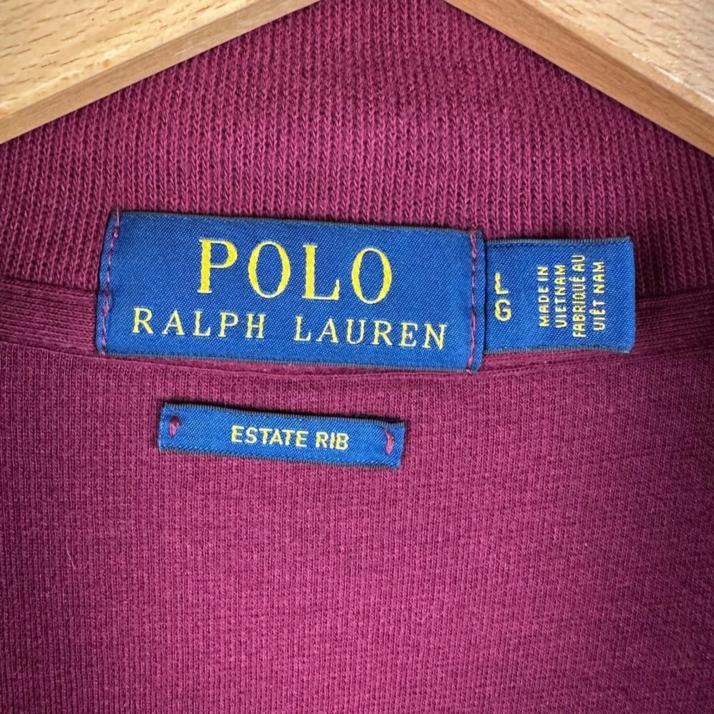 Polo Ralph Lauren Estate Rib Quarter Zip Pullover Maroon Burgundy Mens Large